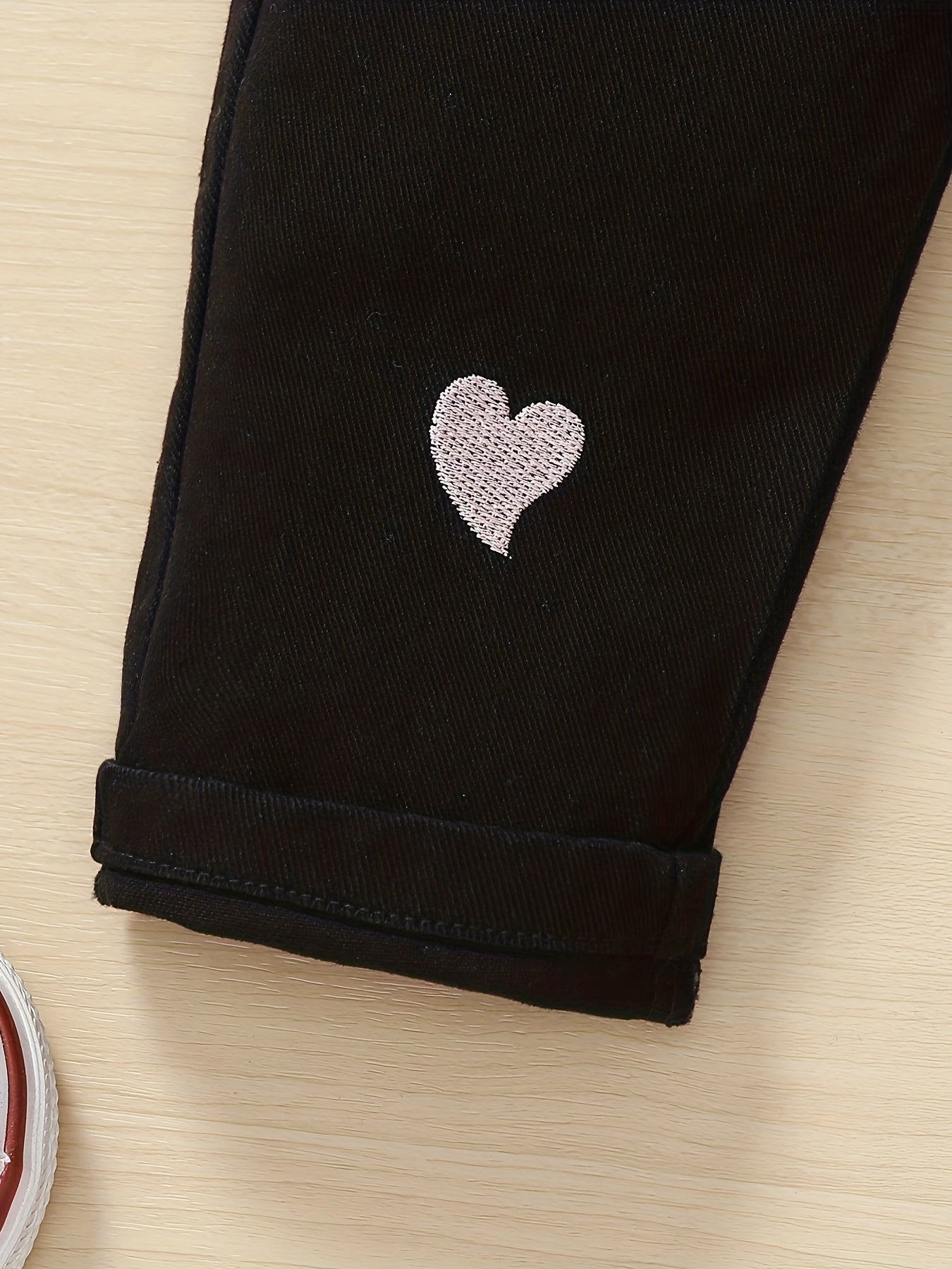 Toddler Girl Heart Embroidered Denim Jeans