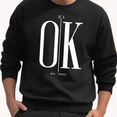 Men's Letter Ok Pattern Sweatshirt for Autumn Winter