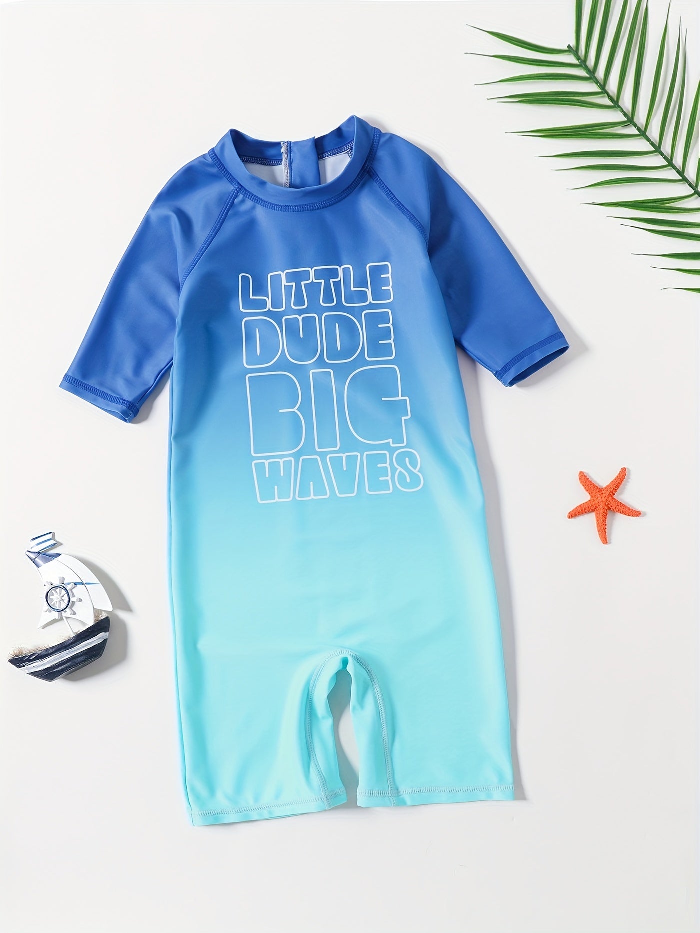 Boys Green Gradient Onesies Swimsuit