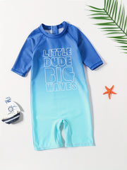 Boys Green Gradient Onesies Swimsuit