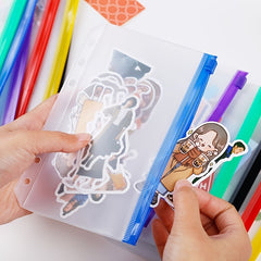 12pcs A6 6 Hole Binder Pockets Waterproof PVC Zipper Binder Pouches