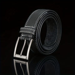 Men's Leather Belt Feather Edge Pin Buckle Jeans Belt