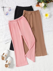 3 Pack Girls Casual Flared Pants Plain Colors Summer Comfort