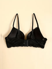 Floral Lace Push Up Bra with Scallop Trim