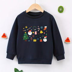 Christmas Stickers Boys Sweatshirt Long Sleeve Pullover