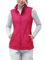 Women's Fleece Lined Softshell Vest, Windproof Lightweight Outerwear