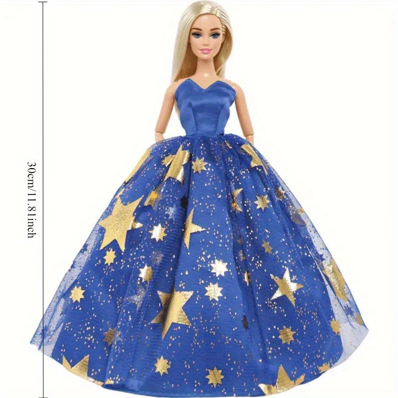 YADIYADI Princess Ball Gown for 11 8 Inch Dolls Royal with Golden Stars