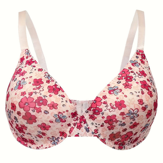 Floral Print Molded Cup Full Cover Padded Bralette