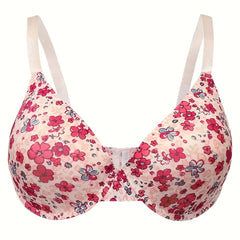 Floral Print Molded Cup Full Cover Padded Bralette