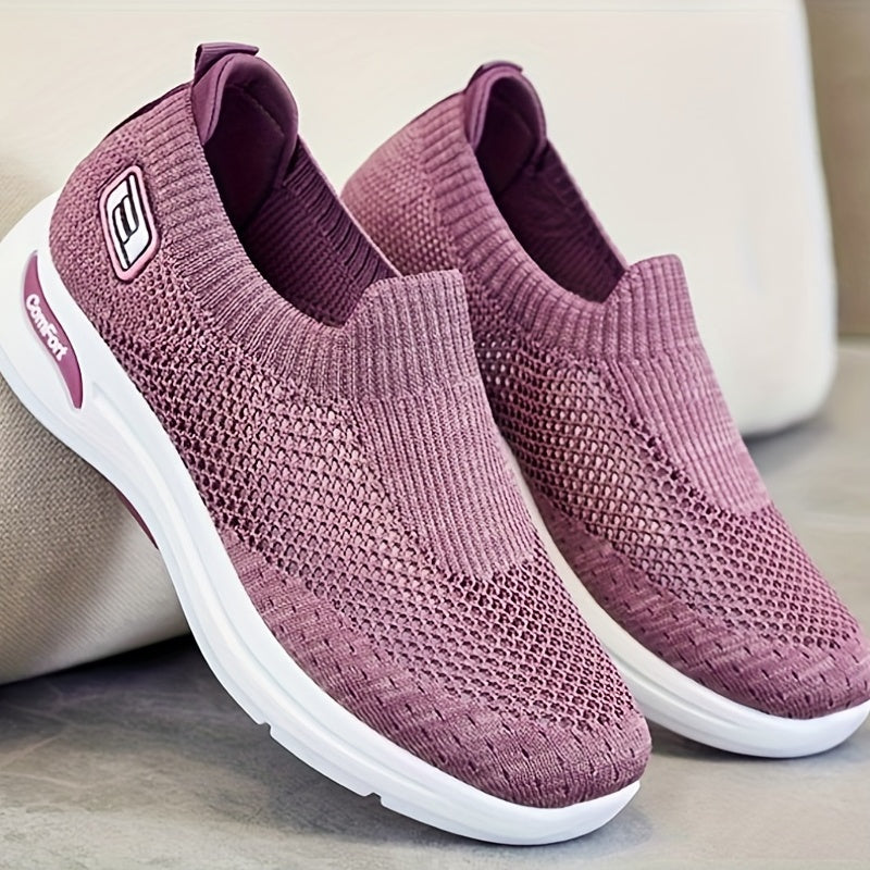 Women's Breathable Woven Sneakers Lightweight Slip On Shoes