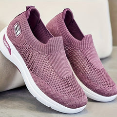 Women's Breathable Woven Sneakers Lightweight Slip On Shoes