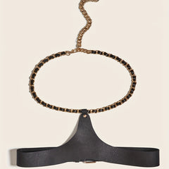 Punk Necklace Harness PU Belt Hip Hop Chain Waistband Chest Belt Suspenders