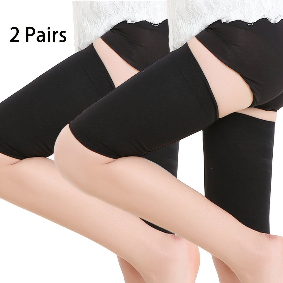 2 Pairs Thigh Compression Sleeves Breathable High Elastic Sport Thigh Socks