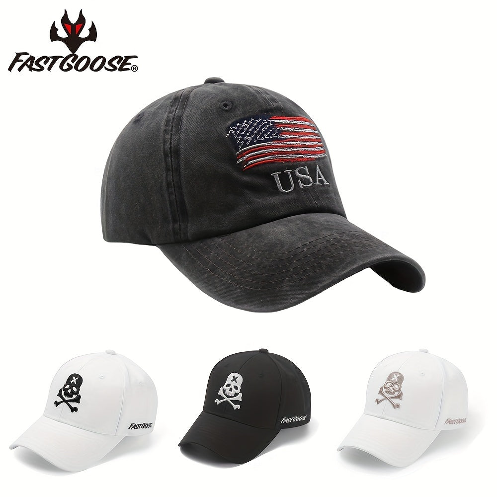FASTGOOSE Baseball Cap Cotton Skull Embroidered Outdoor Sports Hip Hop Hat