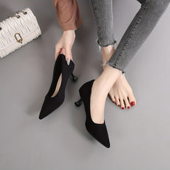 Women's Solid Kitten Heels Point Toe Low Heel Pumps