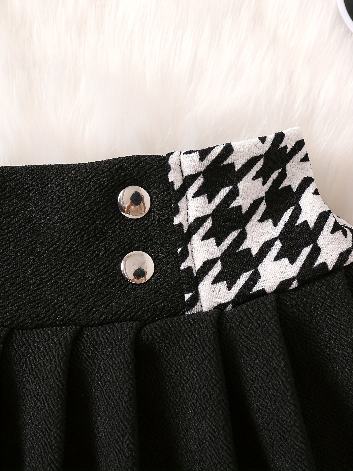 Toddler Girls Houndstooth Pleated Skirt Kids Summer Clothes