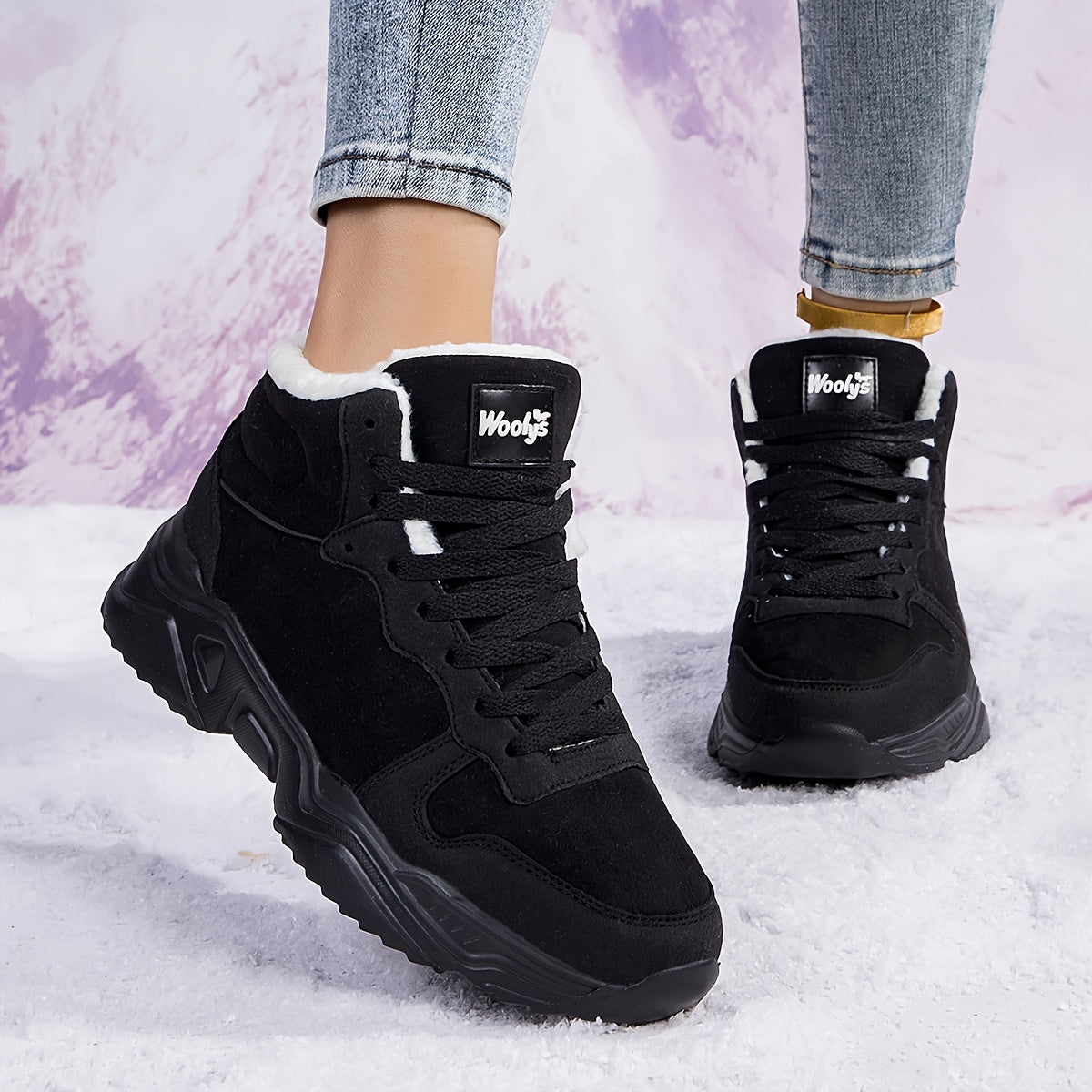 Women's Warm Lightweight Plush Snow Boots Wear Resistance Non Slip Shoes