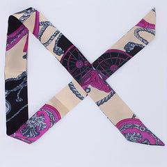 2pcs Purple Skinny Scarf & Scarf Ring Set - Neckerchief Twilly Scarf & Faux Pear