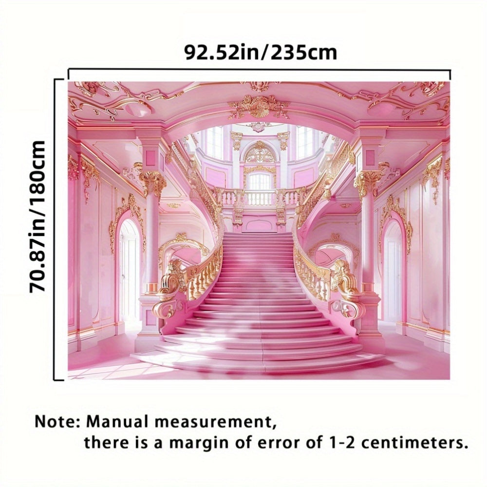 Pink Castle Photography Backdrop for Birthdays & Weddings