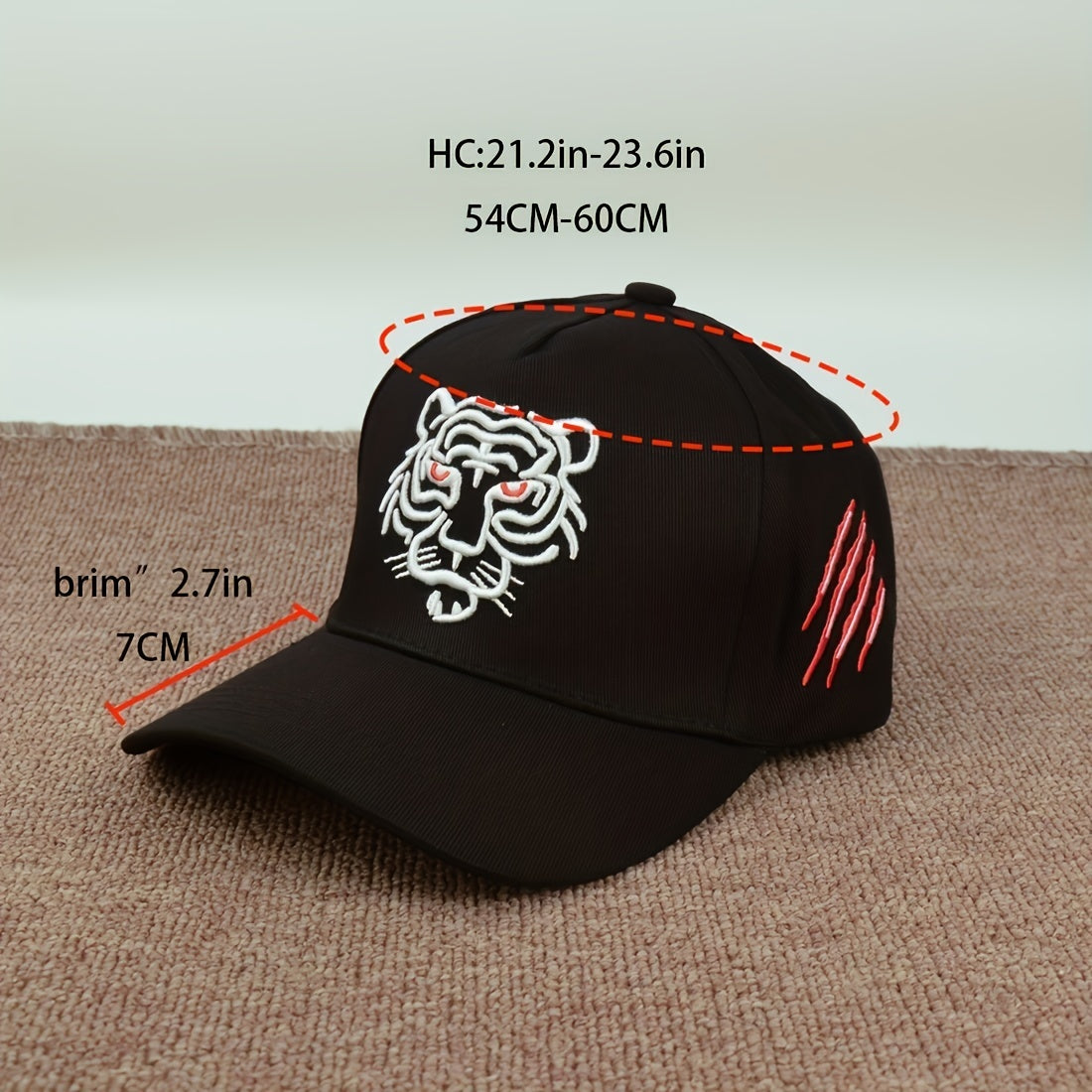 Tiger Embroidery Unisex Baseball Cap Hip Hop Dad Hats Lightweight Adjustable