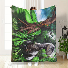 Dinosaur Printed Soft Blanket for Camping and Travel