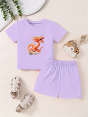 Toddler Kid 2pcs Bottoming Set Short Sleeve T shirt & Matching Shorts