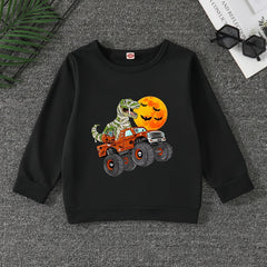 Boys Halloween Dino Driver Sweatshirt with Stretch Fabric