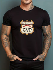 Retro Pattern Print Men's Graphic Crew Neck Active T shirt