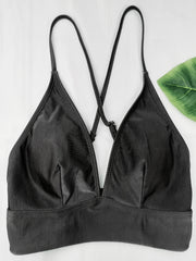 Criss Cross Back Bikini Top Wide Band Trim Triangle Beach Top