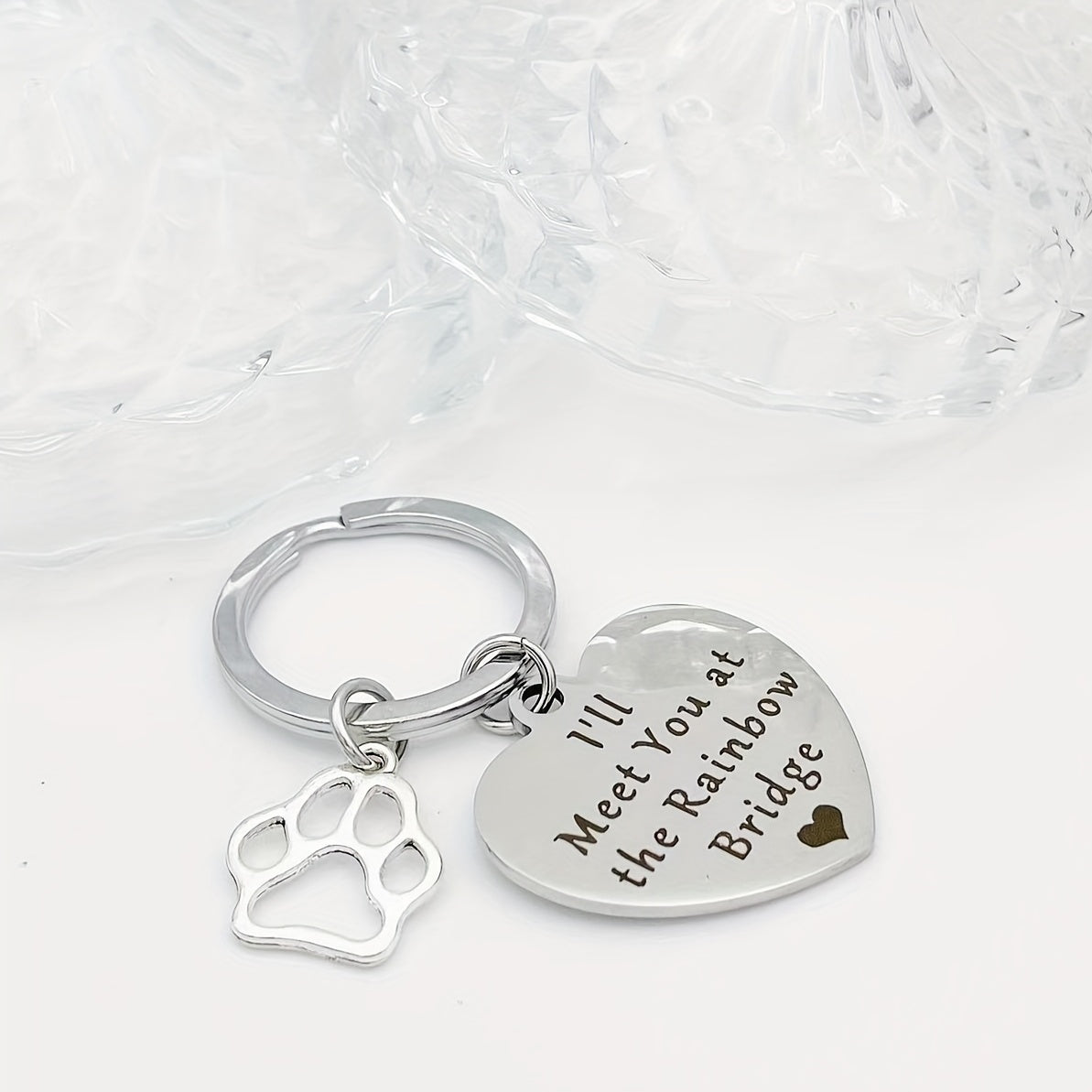 Pet Memorial Keychain Forever in Our Hearts Sympathy Remembrance