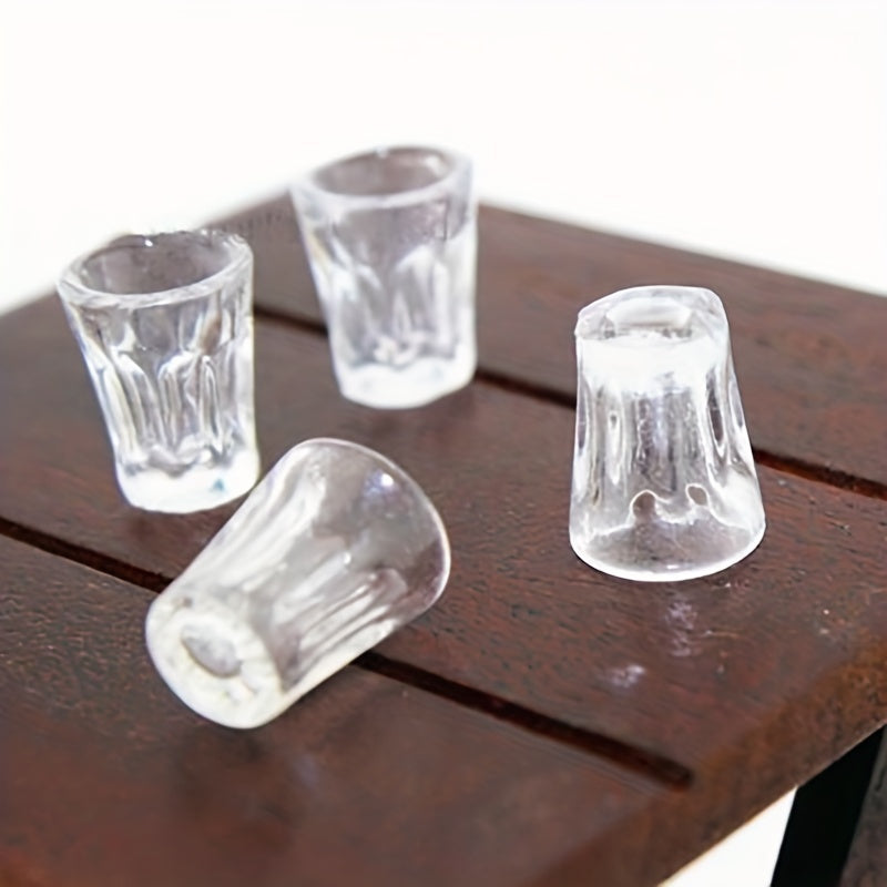 4pcs Mini Resin Transparent Cup Dollhouse Accessories Model