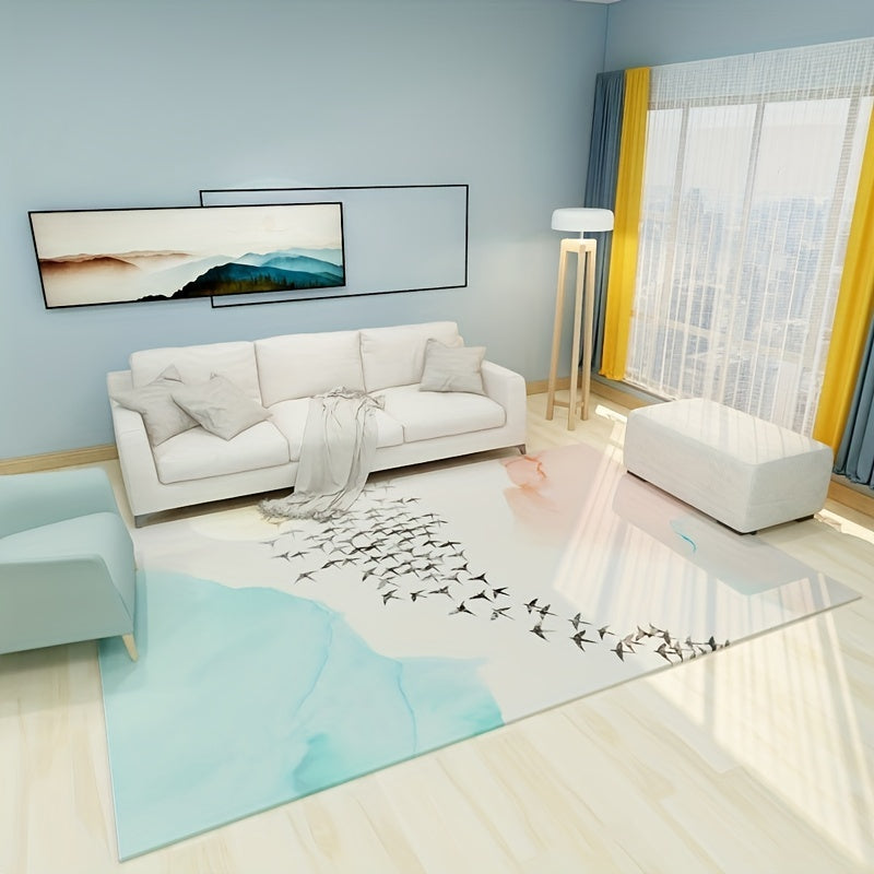 Soft Abstract Area Rug - Non-Slip Bedroom Carpet