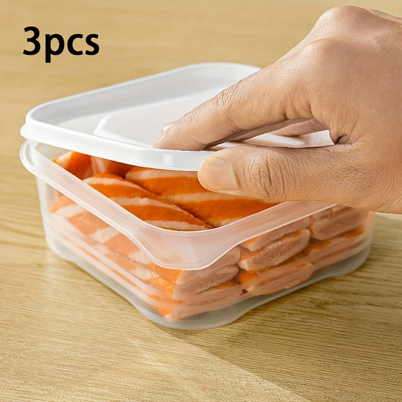 3pcs Transparent Refrigerator Storage Boxes for Fresh Fruits Vegetables