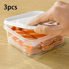 3pcs Transparent Refrigerator Storage Boxes for Fresh Fruits Vegetables