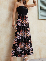 Floral Print Wide Leg Jumpsuit Sleeveless Casual Jumpsuit