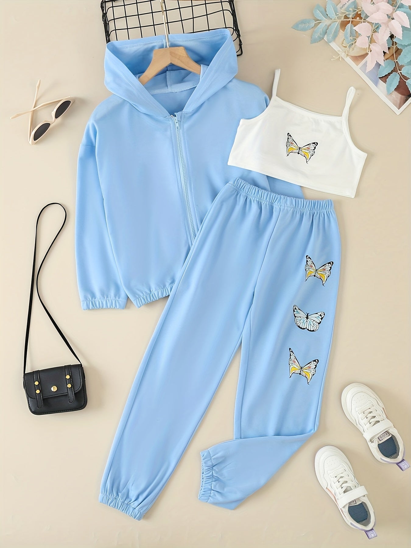 Girls' 3pcs Workout Suit Spring And Autumn