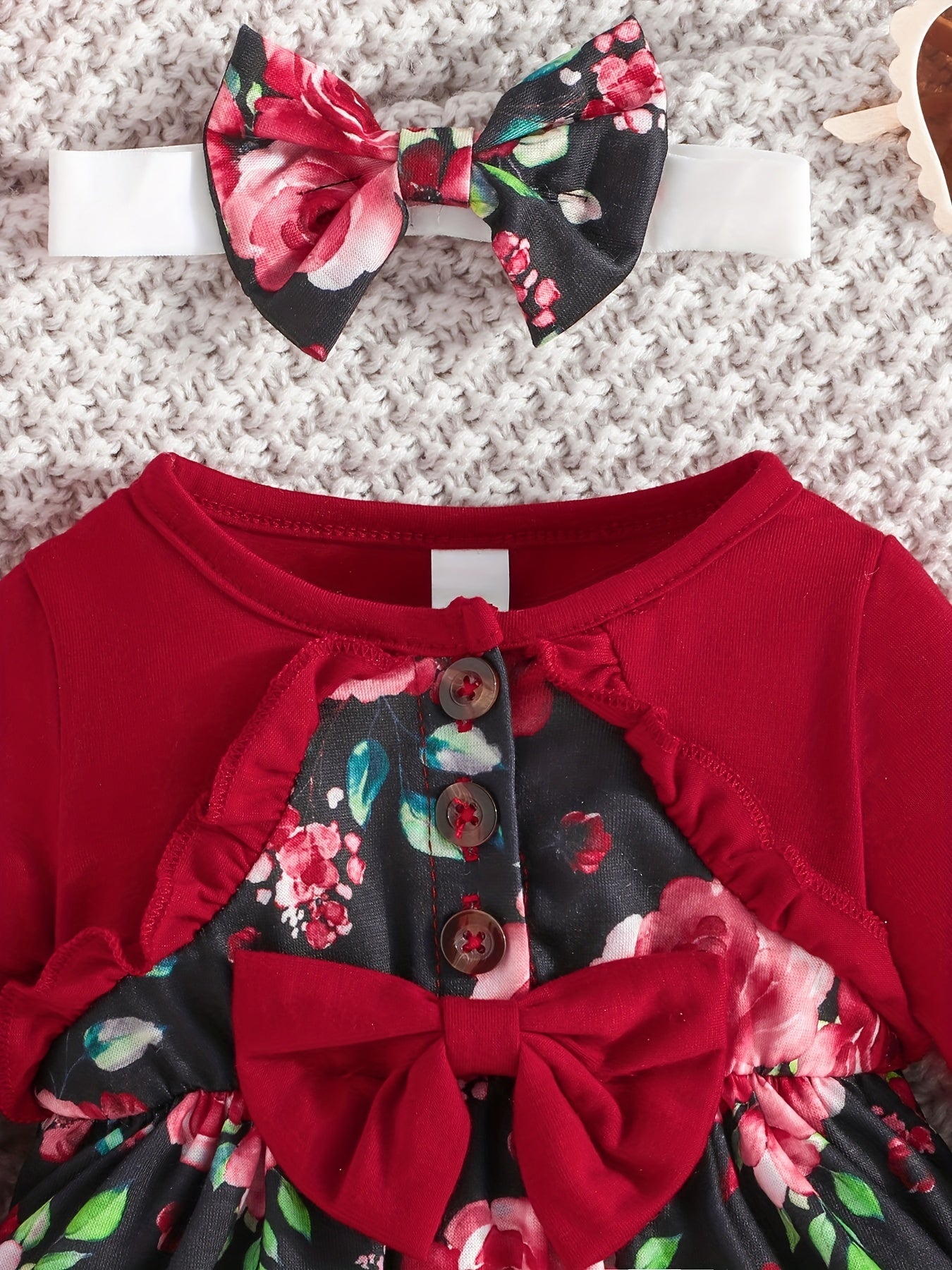Baby Girls Floral Long Sleeve Romper Dress
