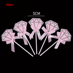 25pcs Glitter Diamond Ring Cupcake Toppers Wedding Decor