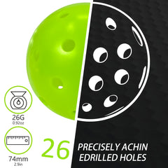 6pcs Pickleball 74MM Durable 26 Holes Indoor Pickleballs 24g