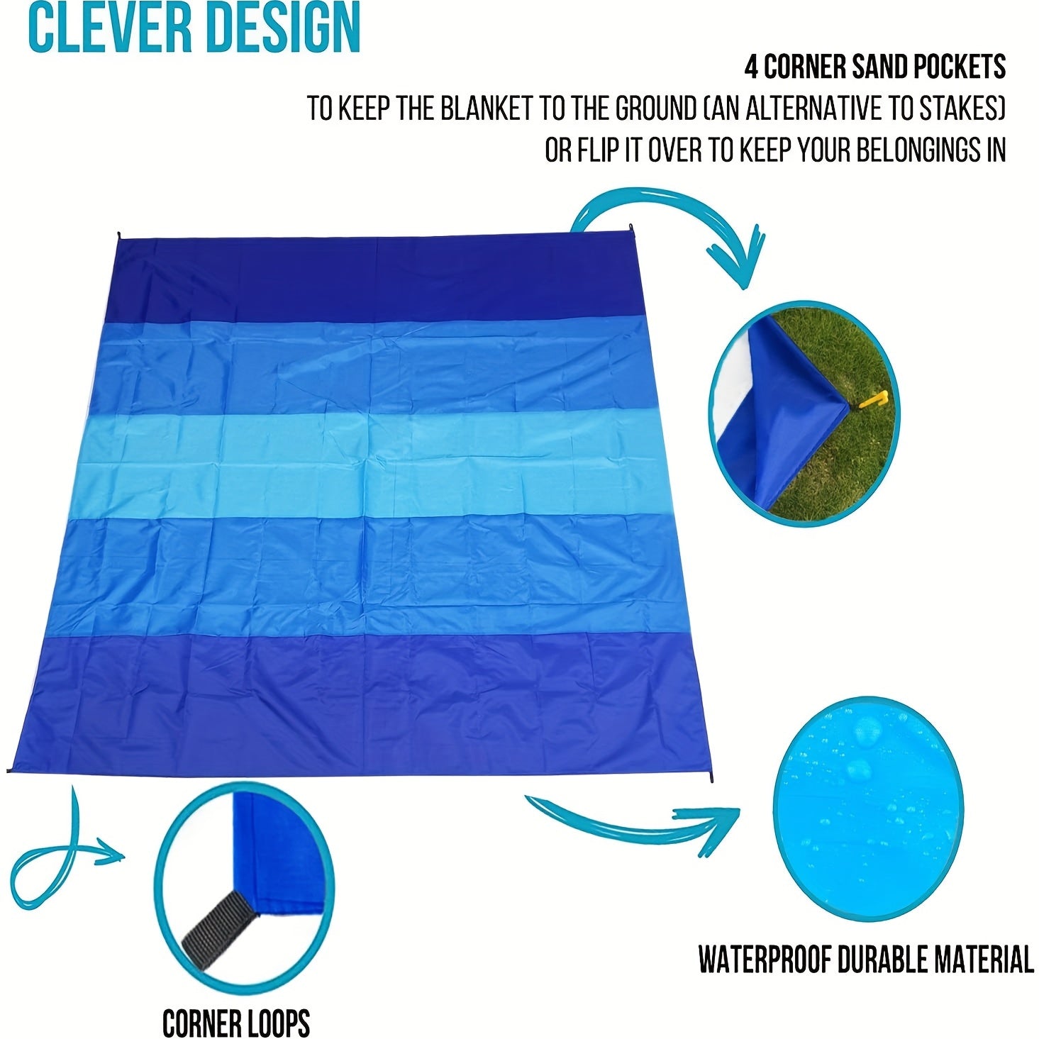 Oversized Waterproof Beach Blanket for Travel Camping Hiking Picnic