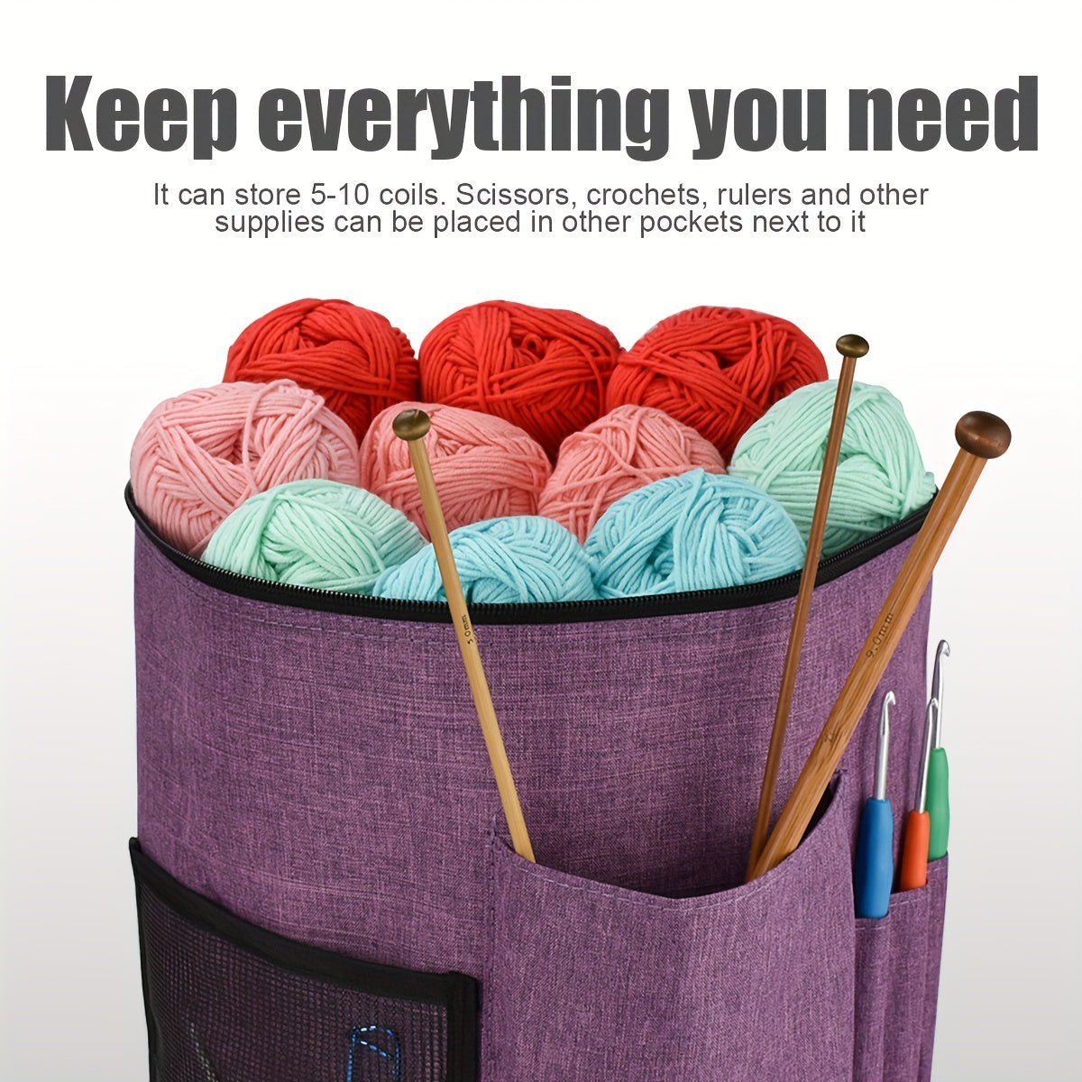 Large Capacity Yarn Storage Bag Portable Knitting Organizer Bag