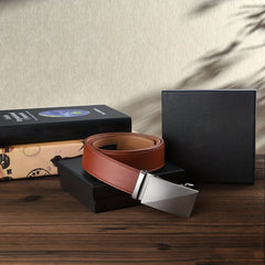Carbon Fiber Leather Belt Automatic Buckle Two layer Cowhide Belt For Men