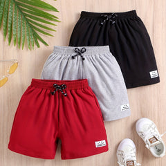 3pcs Smiling & A GOOD Letter Print Boys Comfortable Shorts