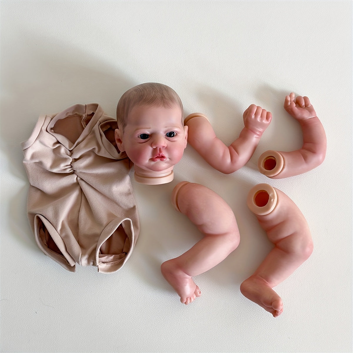 19 Inch Unassembled Reborn Doll Kit DIY Cloth Body Visible Veins Hand Drawn Hair