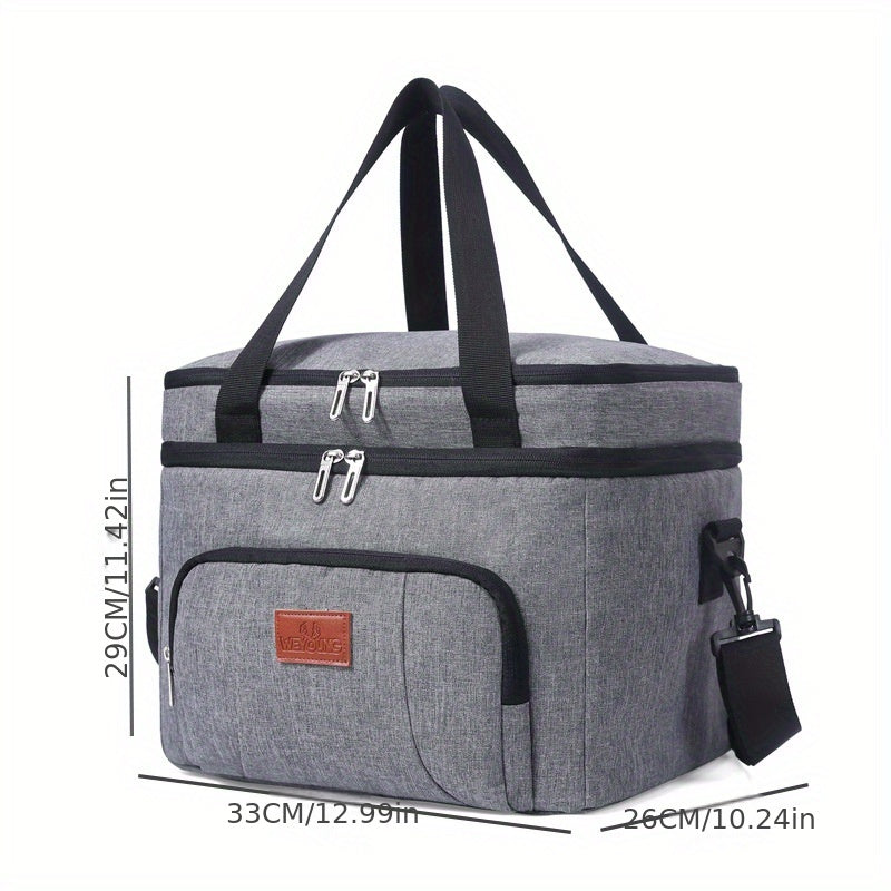 Insulated Lunch Box Leakproof Thermal Cooler Bag Double Deck Tot