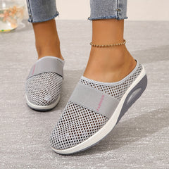 Solid Mesh Sports Slippers Air Cushion Backless Sandals Women Footwear