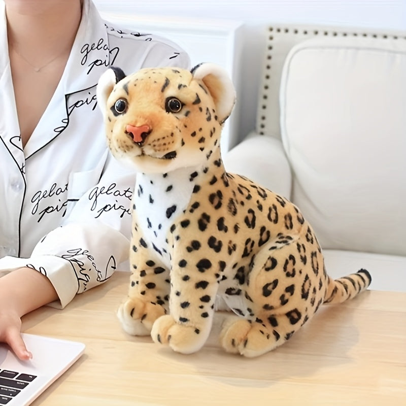 9 Plush Leopard Doll with Spotted Fur Muzzle & Paws