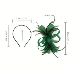 Women Feather Fascinators Derby Hat Mesh Head Piece Tea Party Hair Accessor