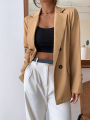 Double Breasted Lapel Blazer Long Sleeve Outerwear