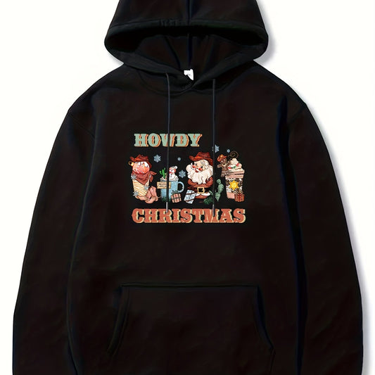 Christmas Print Hoodies For Men Graphic Sweatshirt With Kangaroo Pocket